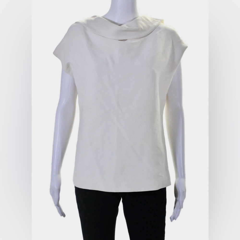 Marni Womens White Ivory Short Sleeves Cotton Blend Blouse Top Size EUR 40 S